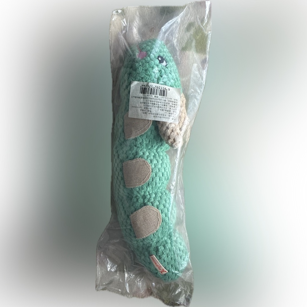 🐛 Plush Green and Tan Caterpillar Dog Toy - Picture 4 of 11